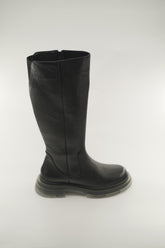 Women's Black Leather Black and Creme 1346FT