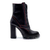 Women's Leather Boots 20WFD116218 Black Red