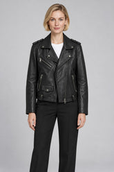 Women Genuine Leather Jacket 19WGM5794U4 Black