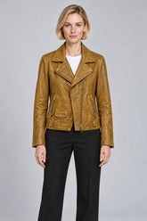 Women Genuine Leather Jacket 20SGD5857W3 Camel