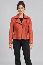 Women Genuine Leather Jacket 20WGD5897VE Coral