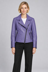 Women Genuine Leather Jacket 22WGD5017U4 Lavender