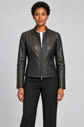 Women Genuine Leather Jacket 19WGE54671M Black