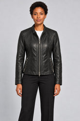Women Genuine Leather Jacket 19WGE57881M Black