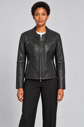 Women Genuine Leather Jacket 19WGE57981M Black