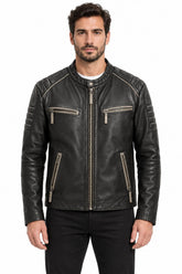 Men Genuine Leather Jacket 18WGD6294CY Black