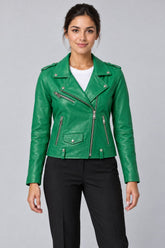 Women Genuine Leather Jacket 22SGM5794U4 Green