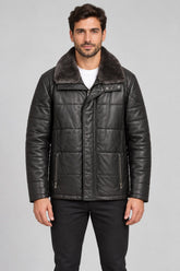 Men Genuine Leather Jacket 18WGE63151M Black
