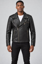 Men Genuine Leather Jacket 19WGD6371U4 Black