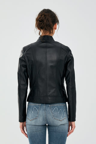 Women Genuine Leather Jacket 19WGE53521M Black