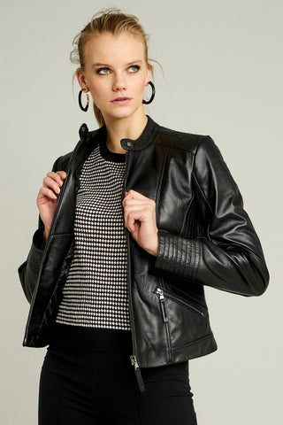 Women Genuine Leather Jacket 19WGE54671M Black