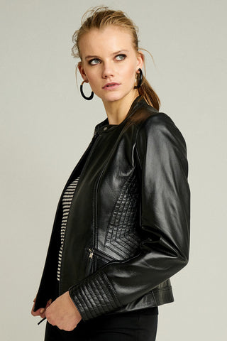 Women Genuine Leather Jacket 19WGE54671M Black