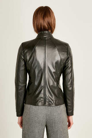 Women Genuine Leather Jacket 19WGE57881M Black