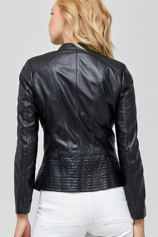 Women Genuine Leather Jacket 19WGE57981M Black