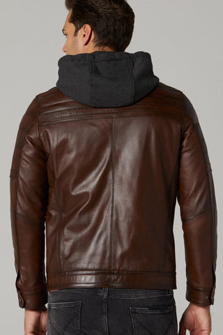 Men Genuine Leather Jacket 19WGE634047 Cognac