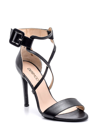 Women's Leather Sandals 20SFD140018 Black