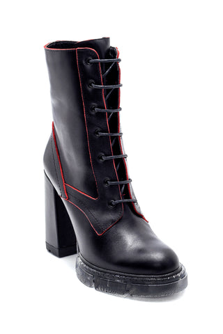 Women's Leather Boots 20WFD116218 Black Red