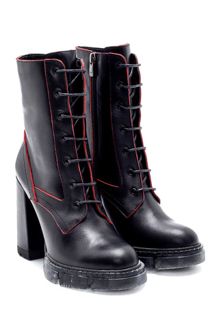 Women's Leather Boots 20WFD116218 Black Red