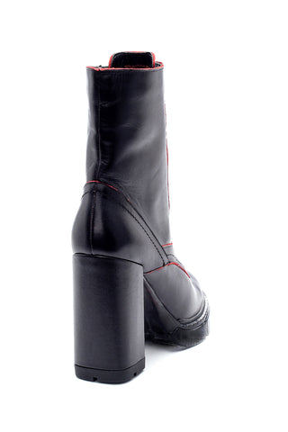 Women's Leather Boots 20WFD116218 Black Red