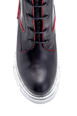 Women's Leather Boots 20WFD116218 Black Red