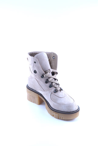 Women's Beige Suede Lace-up Boots 150610