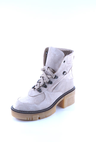 Women's Beige Suede Lace-up Boots 150610