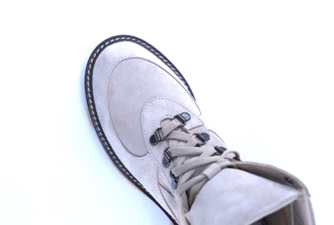 Women's Beige Suede Lace-up Boots 150610