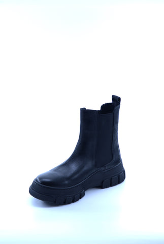 Women's Black Leather Boots 1312FT