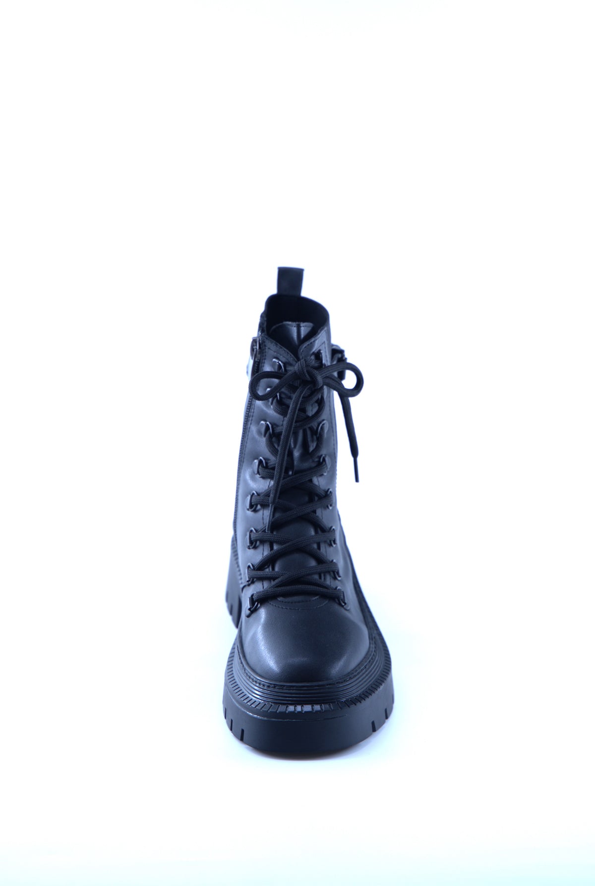 Women's Leather Black And Beige Boots 223718