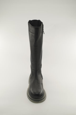 Women's Black Leather Black and Creme 1346FT