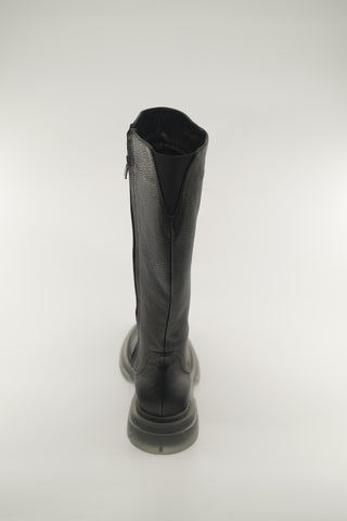 Women's Black Leather Black and Creme 1346FT