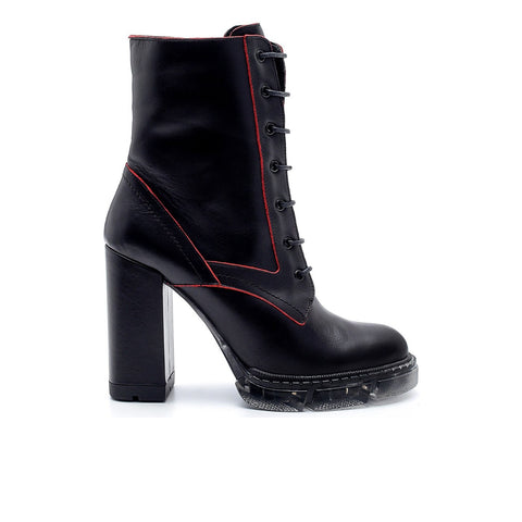 Women's Leather Boots 20WFD116218 Black Red