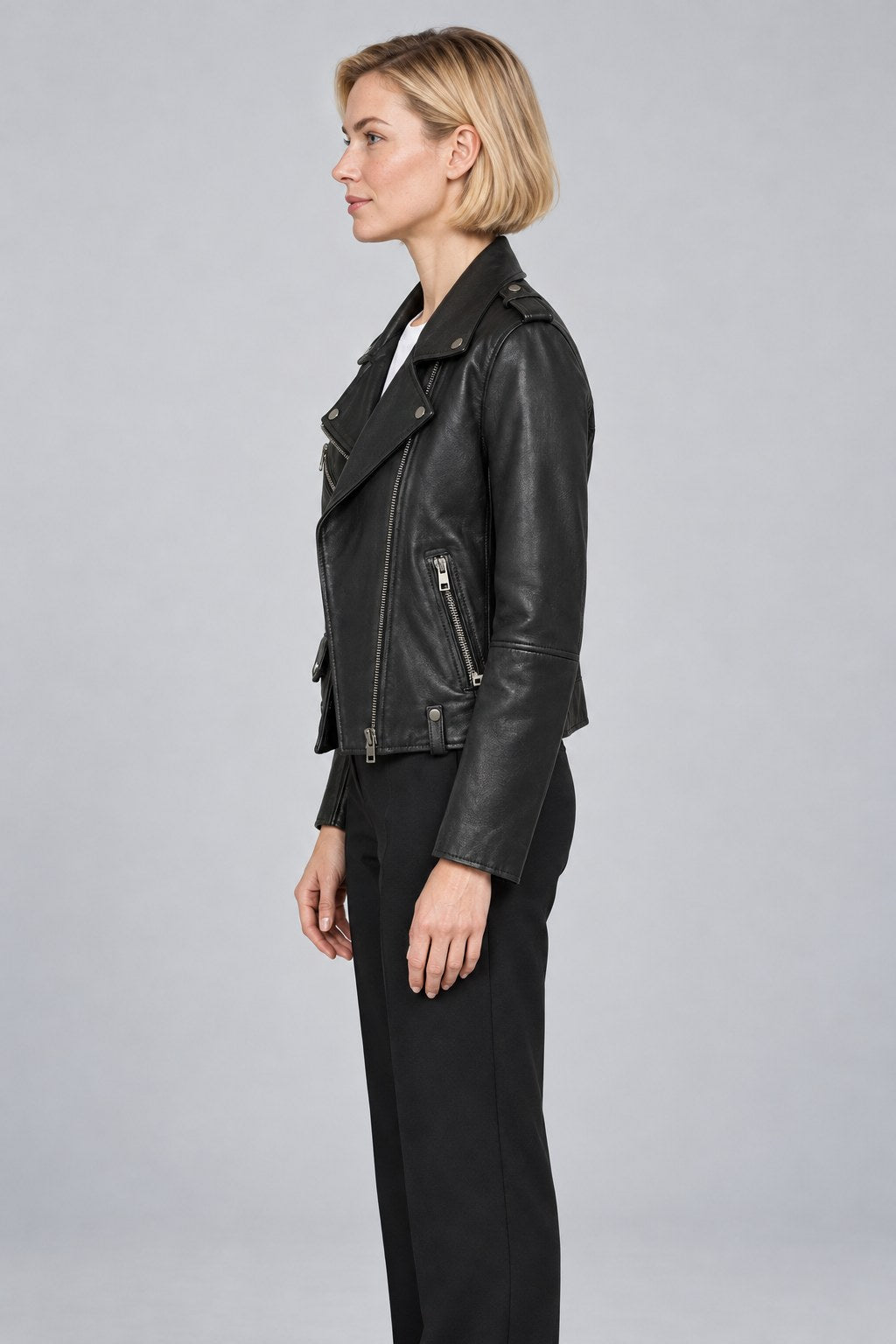 Women Genuine Leather Jacket 19WGM5794U4 Black