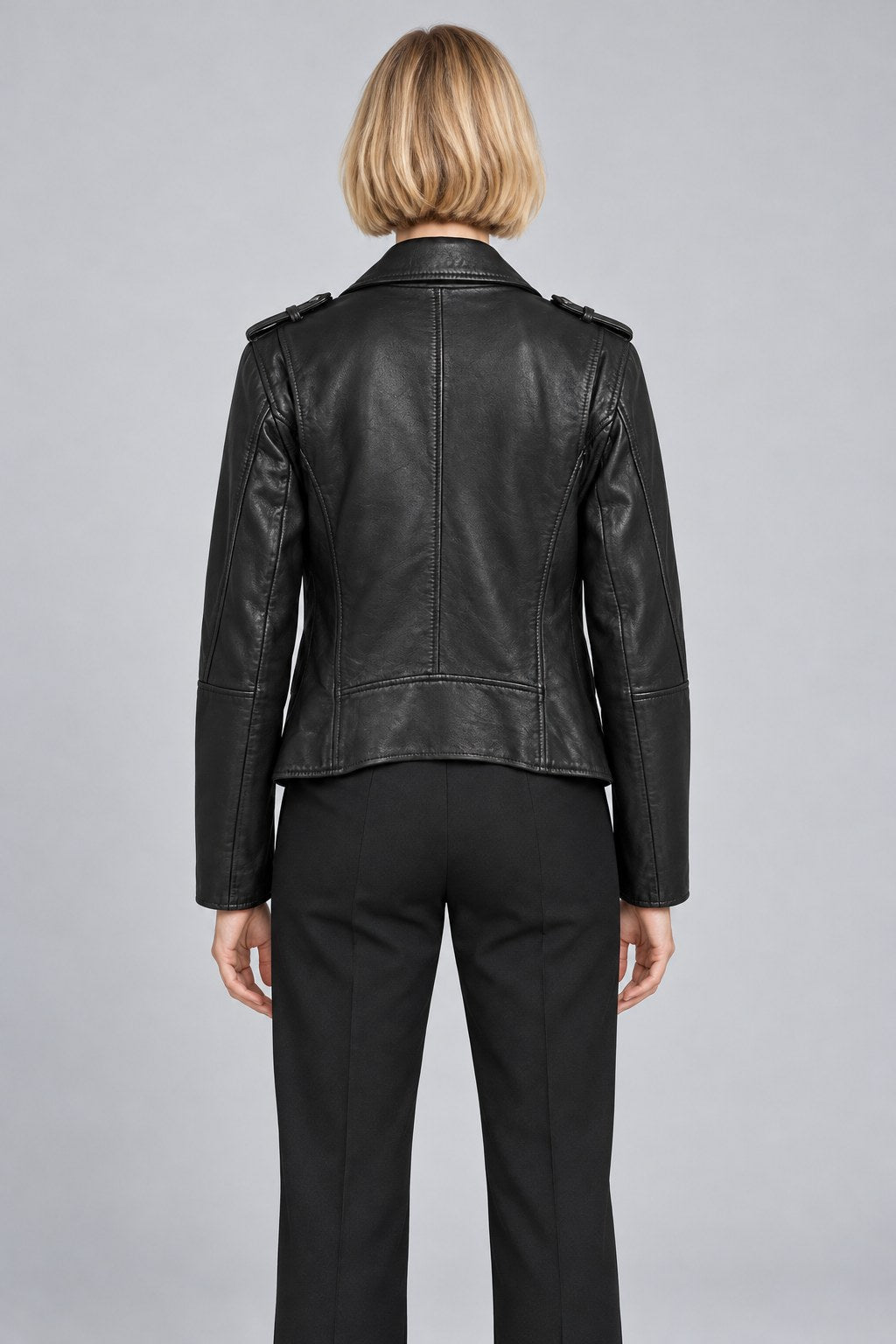 Women Genuine Leather Jacket 19WGM5794U4 Black