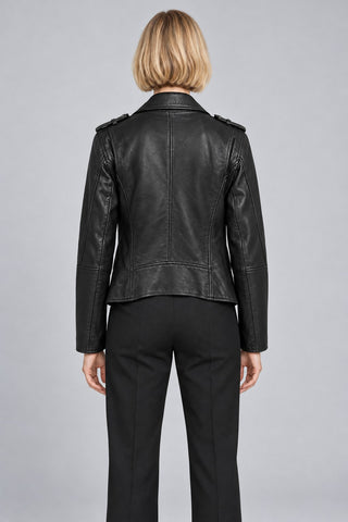 Women Genuine Leather Jacket 19WGM5794U4 Black