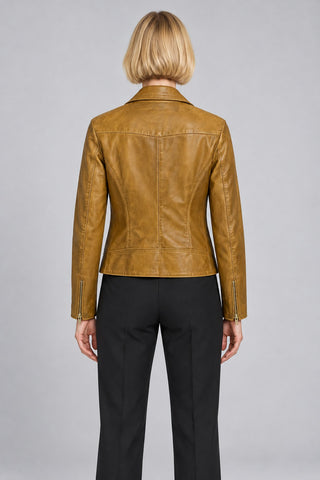 Women Genuine Leather Jacket 20SGD5857W3 Camel