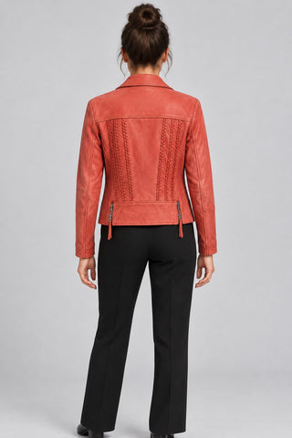 Women Genuine Leather Jacket 20WGD5897VE Coral