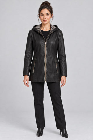 Women Genuine Leather Jacket 22SGD5964DZ Black