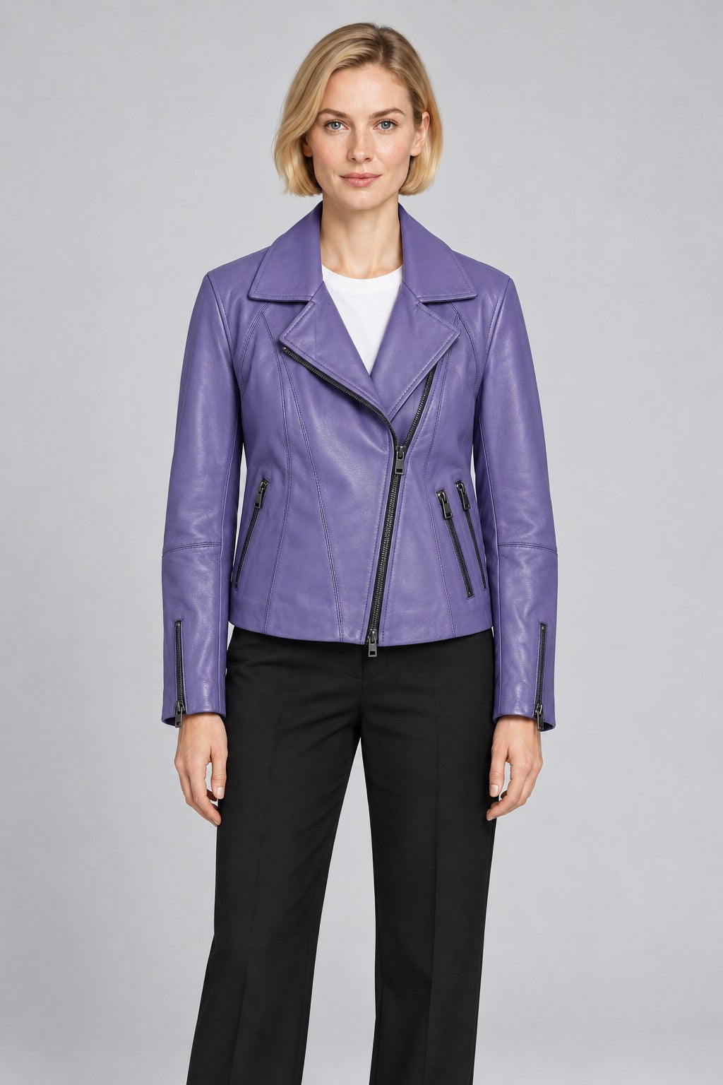Women Genuine Leather Jacket 22WGD5017U4 Lavender