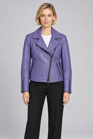 Women Genuine Leather Jacket 22WGD5017U4 Lavender