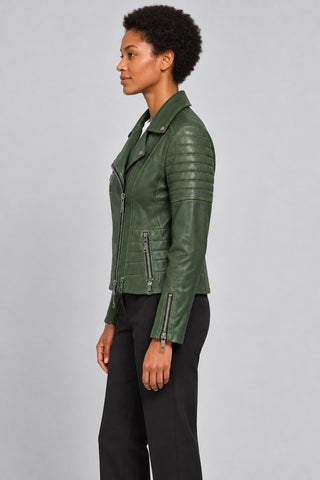 Women Genuine Leather Jacket 19WGD579944 Emerald