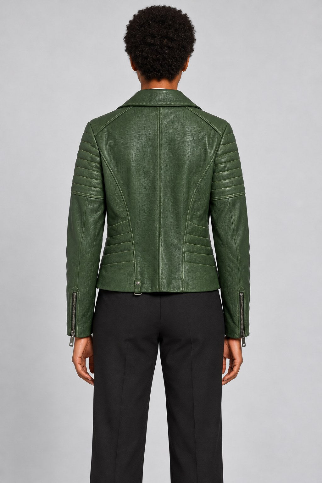 Women Genuine Leather Jacket 19WGD579944 Emerald