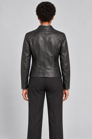 Women Genuine Leather Jacket 19WGE53521M Black