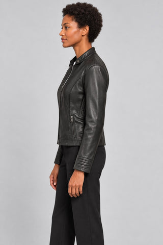 Women Genuine Leather Jacket 19WGE54671M Black