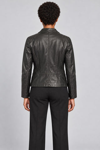 Women Genuine Leather Jacket 19WGE54671M Black