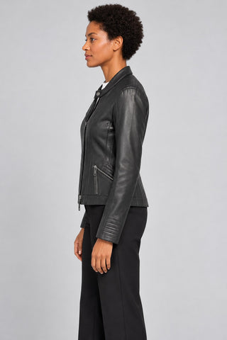 Women Genuine Leather Jacket 19WGE54671M Black