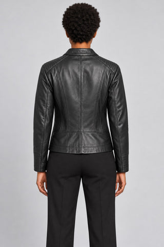 Women Genuine Leather Jacket 19WGE54671M Black