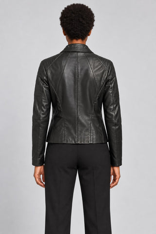 Women Genuine Leather Jacket 19WGE57881M Black