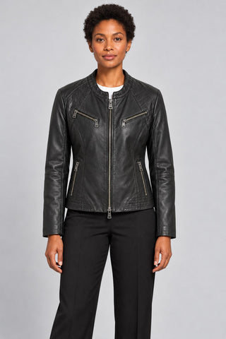 Women Genuine Leather Jacket 19WGE57981M Black
