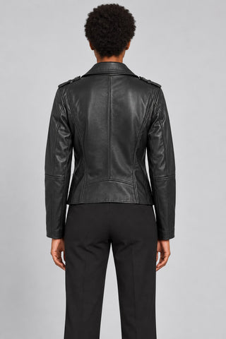 Women Genuine Leather Jacket 19WGM5794U4 Black